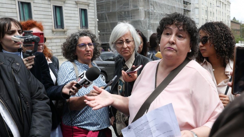 María Salmerón, en una manifestación para protestar por no ser indultada, en la Plaza de Cibeles, a 4 de mayo de 2022, en Madrid.