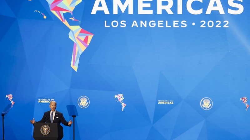 09/06/2022 - El presidente de EEUU, Joe Biden, pronuncia su discurso durante el evento inaugural de la IX Cumbre de las Américas este miércoles, en Los Ángeles, California.