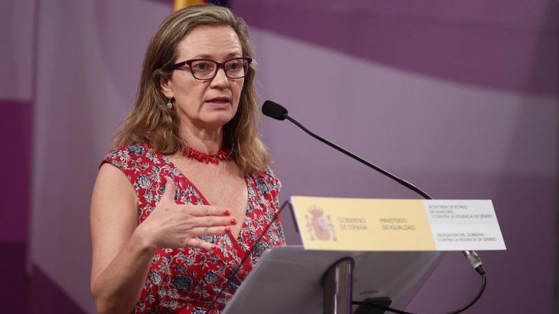 10/06/2022. La delegada del Gobierno contra la Violencia de Género, Victoria Rosell, comparece ante los medios, en la sede del Ministerio de Igualdad, a 10 de junio de 2022, en Madrid.