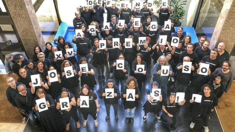 10/5/22 Trabajadores de la CRTVG celebran la concesión del premio José Couso a la libertad de expresion