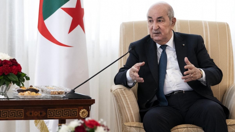 El presidente de Argelia, Abdelmadjid Tebboune, en un imagen de archivo durante una alocución pública el 30 de marzo de 2022, en Argel.