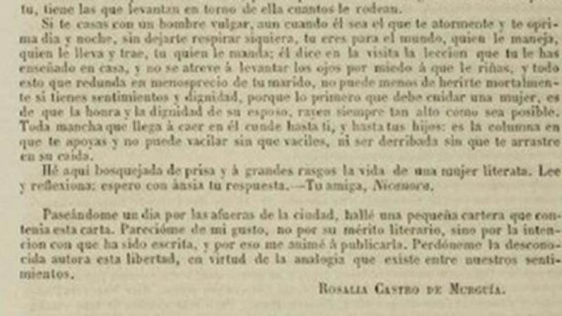 13/6/22 'Carta a Eduarda', de Rosalía de Castro