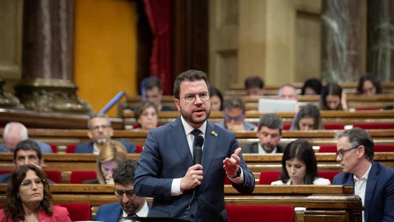 14/06/2022. El presidente de la Generalitat, Pere Aragonès, interviene en una sesión de control, en el Parlament de Catalunya, a 8 de junio de 2022, en Barcelona, Catalunya (España)