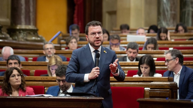 14/06/2022. El presidente de la Generalitat, Pere Aragonès, interviene en una sesión de control, en el Parlament de Catalunya, a 8 de junio de 2022, en Barcelona, Catalunya (España)