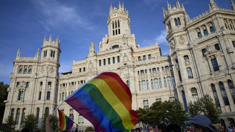 Manifestación del Orgullo LGTBI, a 3 de julio de 2021, en Madrid.