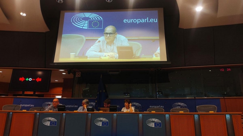 Jacinto Lara, abogado de la CEAQUA, interviene en el Parlamento Europeo.- GUILLERMO MARTÍNEZ