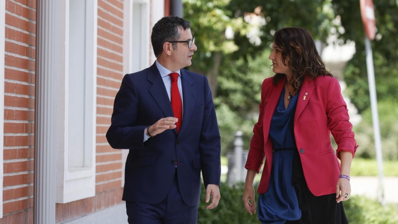 El ministro de la Presidencia, Félix Bolaños, recibe a la consellera de la Presidencia de la Generalitat, Laura Vilagrà, este miércoles 22 de junio de 2022.