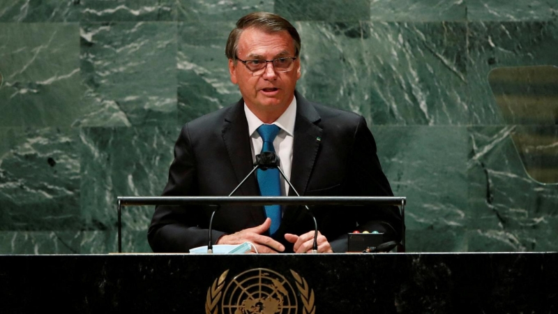 24/06/2022 - El presidente de Brasil, Jair Bolsonaro, se dirige a la 76ª sesión de la Asamblea General de la ONU en Nueva York, Estados Unidos, el 21 de septiembre de 2021.