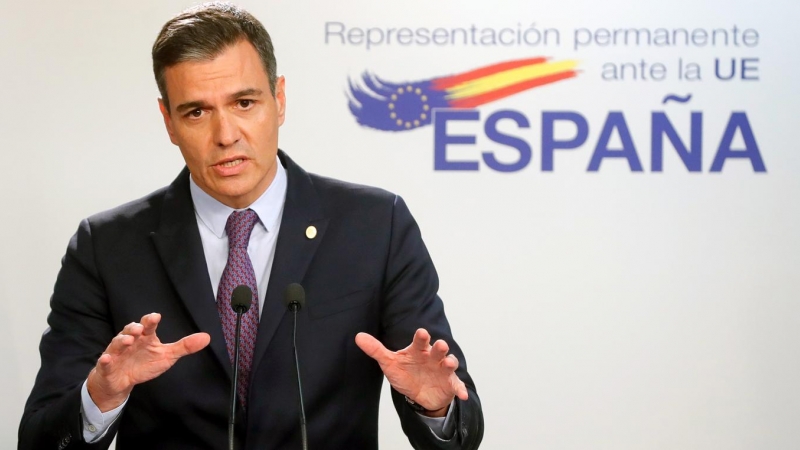 El presidente del Gobierno español, Pedro Sánchez, da una conferencia de prensa al final de una cumbre de la UE en Bruselas, Bélgica, el 24 de junio de 2022.