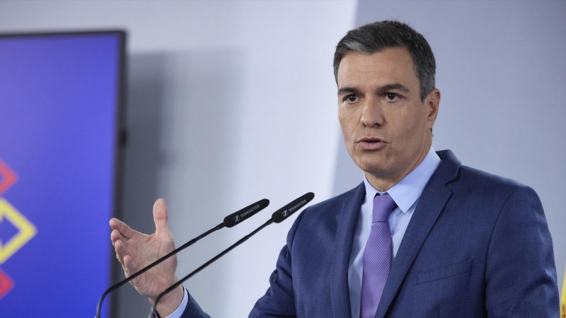 El presidente del Gobierno de España , Pedro Sánchez, comparece tras la reunión del Consejo de Ministros Extraordinario, en el Palacio de la Moncloa, a 22 de junio de 2022, en Madrid