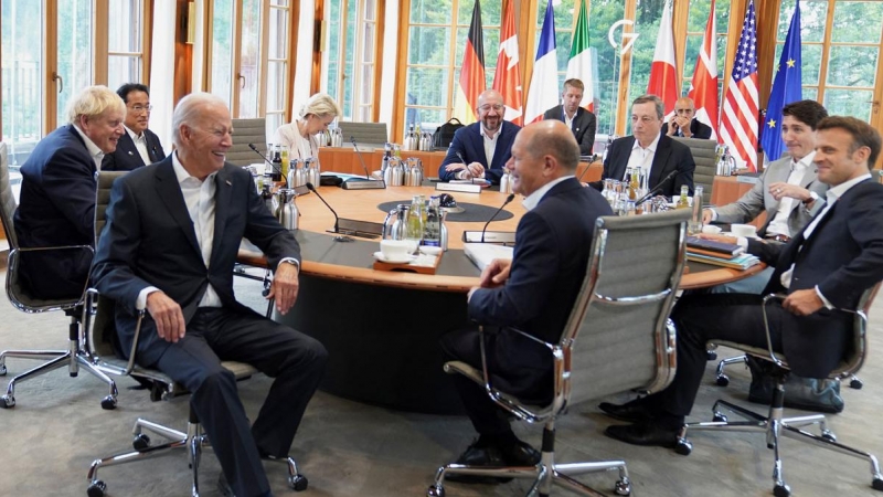 Los líderes del G7 durante su reunión en Elmau, Alemania.