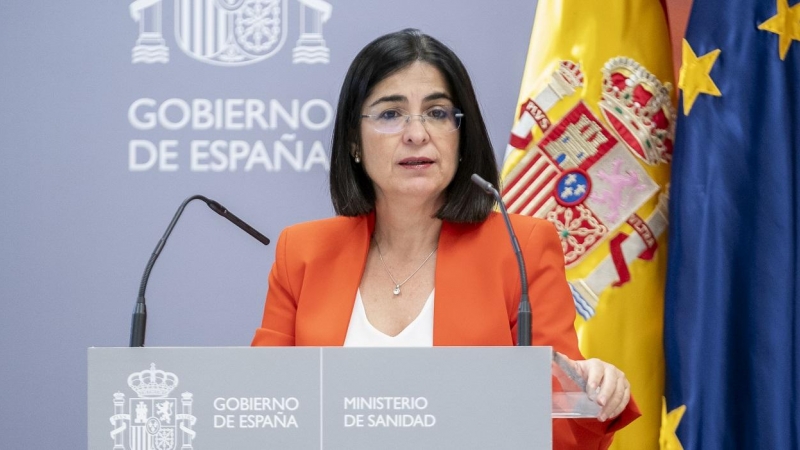 28706/2022 La ministra de Sanidad, Carolina Darias, interviene durante el acto conmemorativo '1 año de la Ley de la Eutanasia', en la sede del Ministerio, a 24 de junio de 2022, en Madrid.