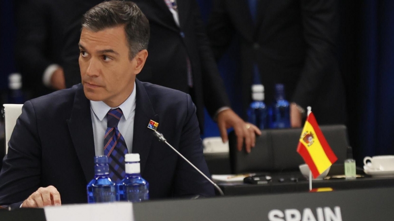 El presidente del Gobierno, Pedro Sánchez, durante la primera jornada de la cumbre de la OTAN que se celebra este miércoles en el recinto de Ifema, en Madrid