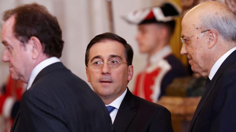 El ministro de Asuntos Exteriores de España José Manuel Albares, durante el encuentro entre el rey Felipe VI y Joe Biden.