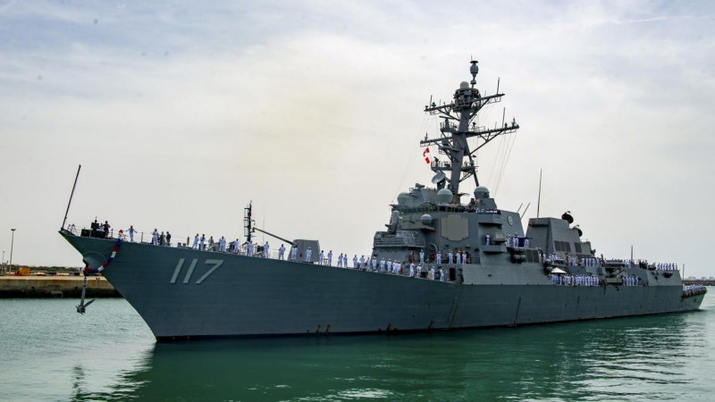 El buque USS Paul Ignatius, el barco más nuevo que las Fuerzas Navales estadounidenses tenían desplegado en Europa, a su llegada a Rota el pasado 23 de junio.