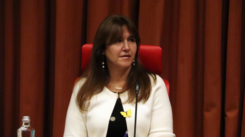La presidenta del Parlament, Laura Borràs, a la reunió de la Junta de Portaveus.