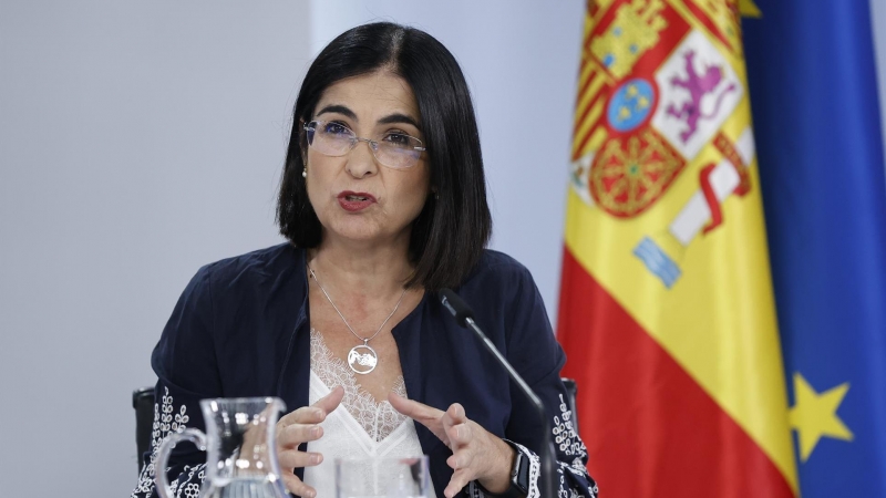 La ministra de Sanidad, Carolina Darias durante la rueda de prensa posterior a la reunión del Consejo de Ministros celebrada este martes en el Palacio de La Moncloa.