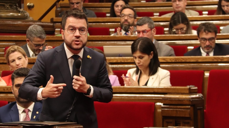 06/07/2022 - Pere Aragonès, en la sessió de control del Parlament d'aquest dimecres.