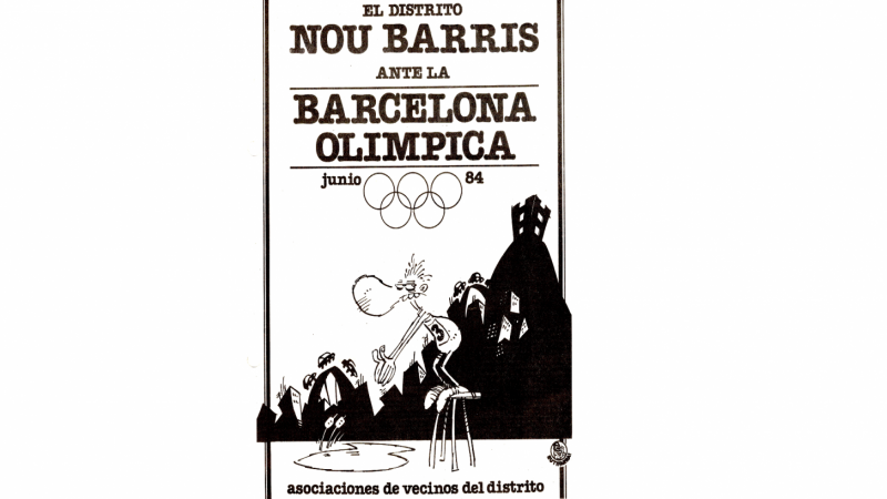 Cartell del moviment veïnal de Nou Barris en contra dels Jocs Olímpics de Barcelona '92.