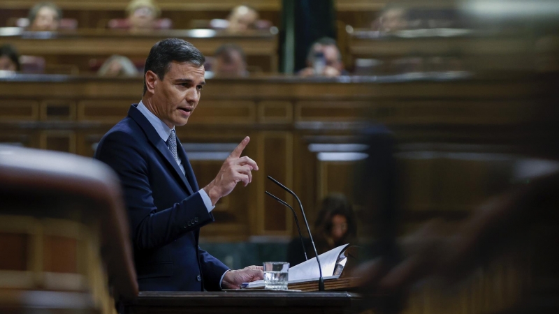 12/07/2022. El presidente del Gobierno, Pedro Sánchez, interviene durante el debate sobre el estado de la nación que comienza este martes en el Congreso, a 12 de julio de 2022.