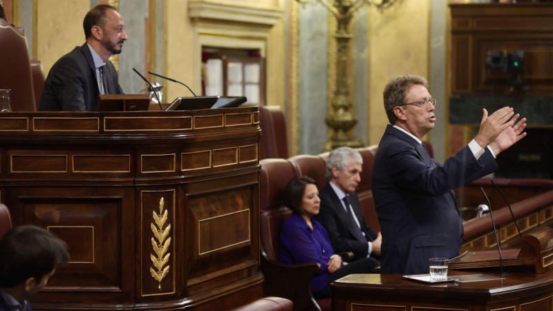 El portavoz del PDeCAT en el Congreso, Ferran Bel, interviene durante una sesión plenaria en el Congreso de los Diputados, a 21 de junio de 2022, en Madrid.