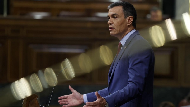 El presidente del Gobierno, Pedro Sánchez interviene durante la segunda jornada del debate sobre el Estado de la Nación, a 13 de julio de 2022.