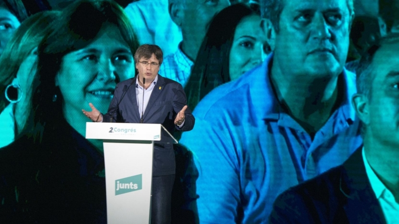 Carles Puigdemont durante un Congreso de su partido en Argelès-sur-Mer, Pirineos orientales, Occitania, (Francia), a 4 de junio de 2022.