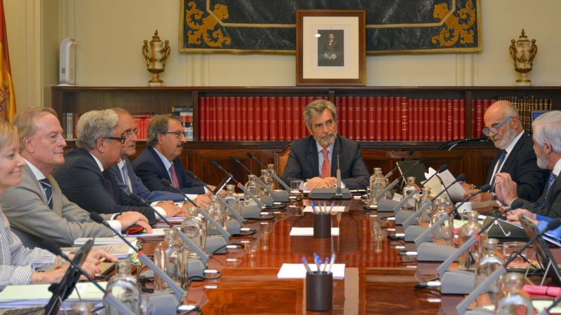 Reunión de Consejo General del Poder Judicial, presidida por Carlos Lesmes, este lunes 11 de julio de 2022.