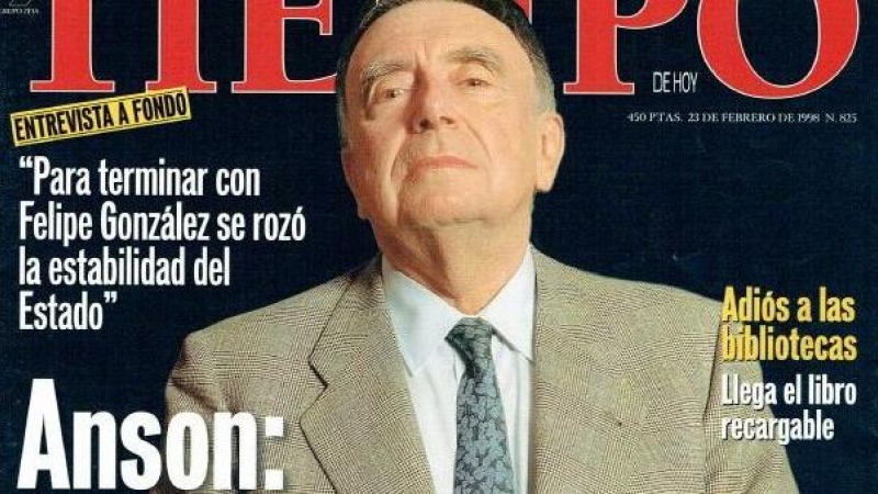 Portada de la revista 'Tiempo' en la que Anson reconoció los ataques a Felipe González.