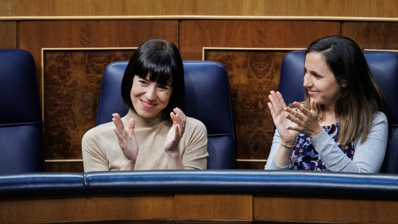 19/07/2022 - La ministra de Ciencia e Innovación, Diana Morant y la ministra de Derechos Sociales y Agenda 2030, Ione Belarra, en una sesión plenaria, en el Congreso de los Diputados, a 23 de junio de 2022, en Madrid (España).