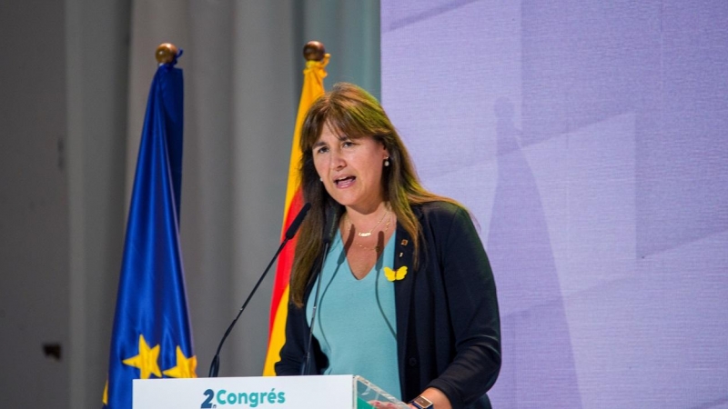 19/07/2022 La presidenta del Parlament, Laura Borràs, interviene en el último día del congreso de Junts Per Catalunya (JxCat), a 17 de julio de 2022, en L'Hospitalet de Llobregat, Barcelona, Catalunya.