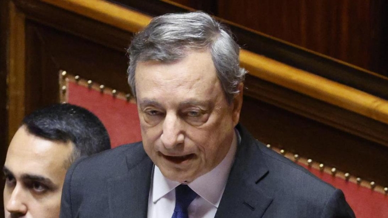 El primer ministro de Italia, Mario Draghi, en la sesión del Senado de este miércoles