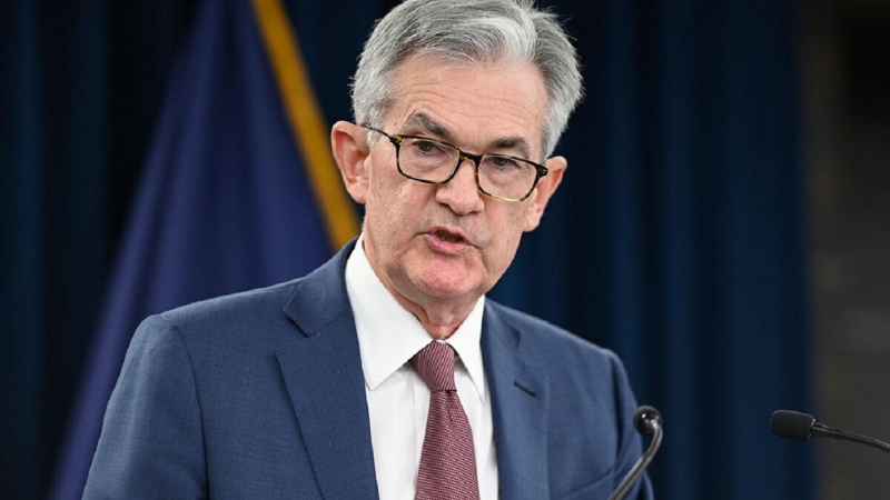 30/10/2019-Jerome Powell, presidente de la Reserva Federal, habla durante una rueda de prensa el 30 de octubre de 2019 en Washington (EEUU)