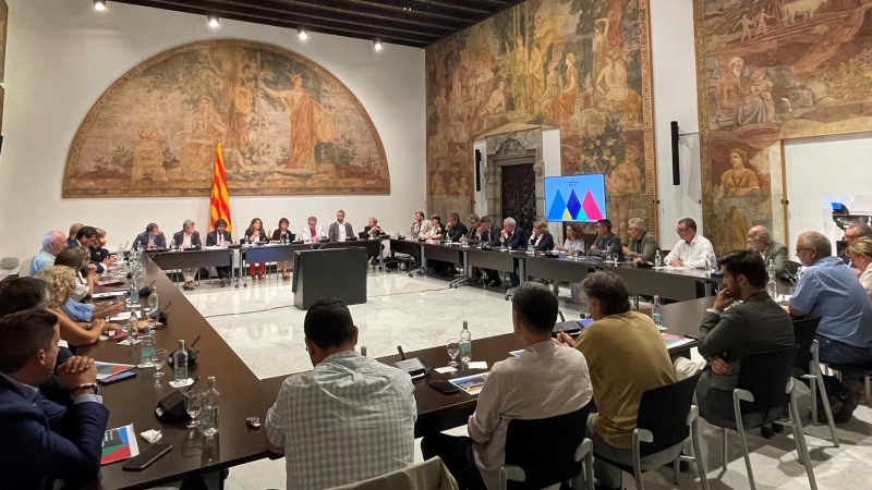 Un moment de la reunió aquesta tarda al Palau de la Generalitat.