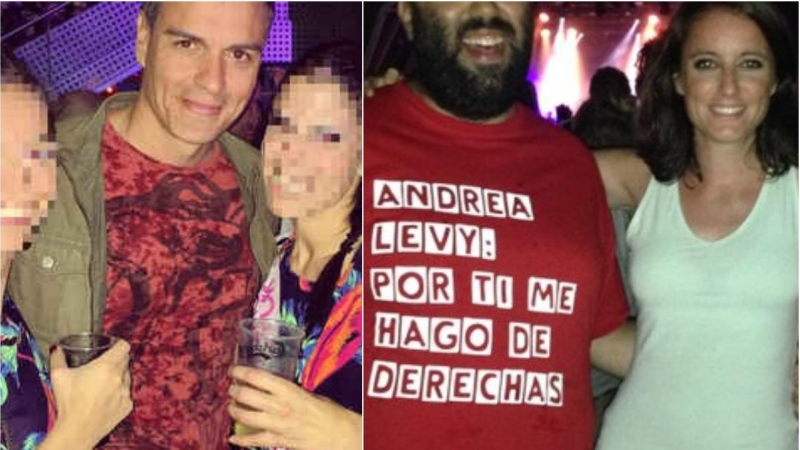 Pedro Sánchez, en La Riviera, y Andrea Levy, en el Festival de Benicàssim, en sendas fotos difundidas por usuarios de Instagram y Twitter.