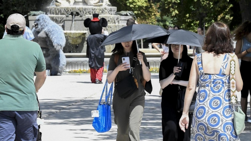 Parque de Madrid con altas temperaturas