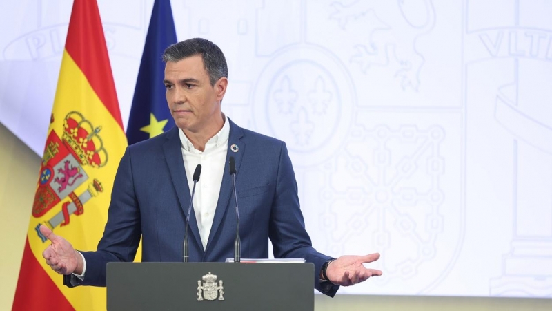 01/08/2022 El presidente del Gobierno, Pedro Sánchez, presenta el primer informe de rendición de cuentas 2022 del Gobierno de España, en el Complejo de La Moncloa, a 29 de julio de 2022, en Madrid