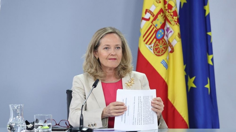 02/08/2022. La ministra de Asuntos Económicos y Transformación Digital, Nadia Calviño, en una rueda de prensa posterior al Consejo de Ministros, en el Palacio de La Moncloa, a 26 de julio de 2022, en Madrid.