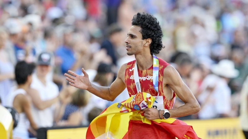 Mohamed Katir de España Medalla de bronce en los 1500 metros masculinos durante el Campeonato Mundial de Atletismo el 19 de julio de 2022 en Eugene, Estados Unidos