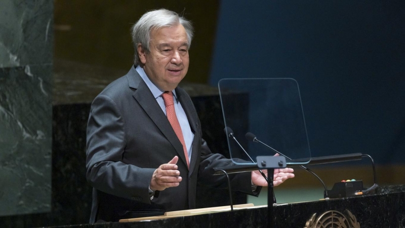 El Secretario General de la ONU, António Guterres, durante una conferencia de la organización en Nueva York, a 1 de agosto de 2022.