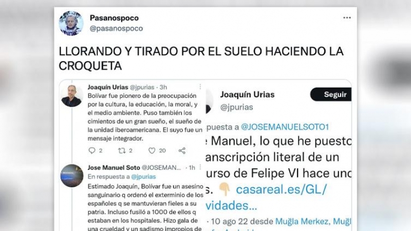 La elocuente respuesta de Joaquín Urías a José Manuel Soto sobre Felipe VI y Simón Bolívar