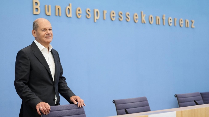 Olaf Scholz durante una conferencia de prensa en Berlín, a 11 de agosto de 2022.