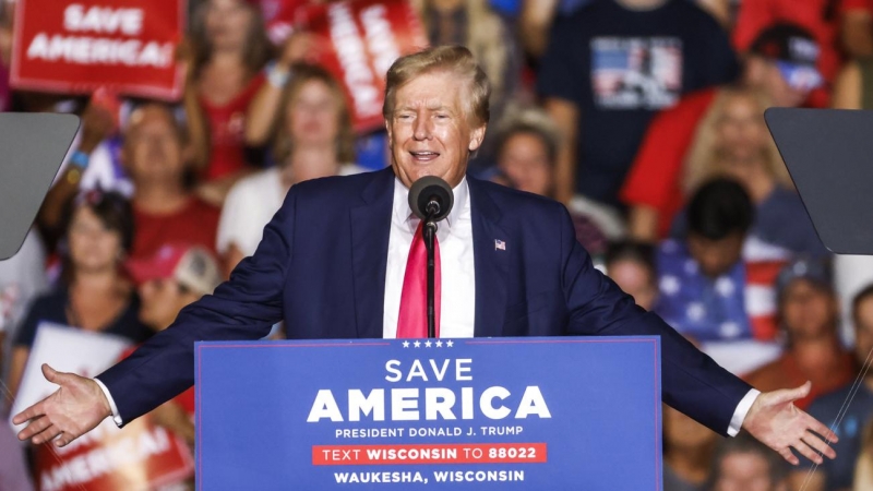 El expresidente de los Estados Unidos, Donald J. Trump, en un mitin en Wisconsin, EEUU, el 5 de agosto de 2022.