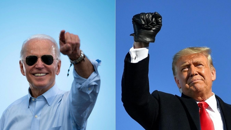 Imágenes de Joe Biden y Donald Trump en sendos actos de la campaña electoral a la Casa Blanca, en 2021.
