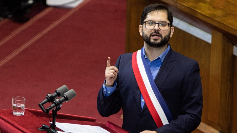 El presidente chileno Gabriel Boric pronuncia su primer discurso anual sobre el 'Estado de la Nación' en el Congreso Nacional.