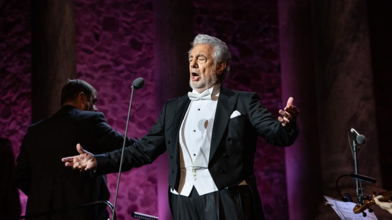 25/9/21 Plácido Domingo, durante un concierto en el marco del 'Stone & Music Festival', en el Teatro Romano de Mérida, a 25 de septiembre de 2021.