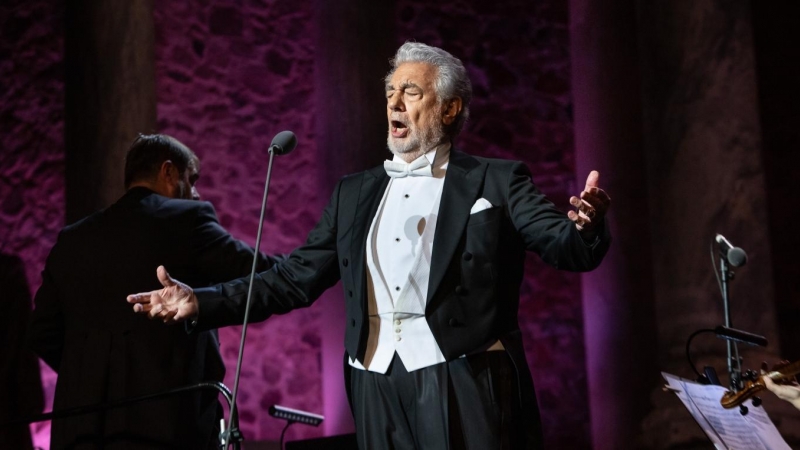 25/9/21 Plácido Domingo, durante un concierto en el marco del 'Stone & Music Festival', en el Teatro Romano de Mérida, a 25 de septiembre de 2021.