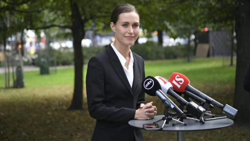 La primera ministra de Finlandia, Sanna Marin, durante una rueda de prensa en Helsinki, a 23 de agosto de 2022.