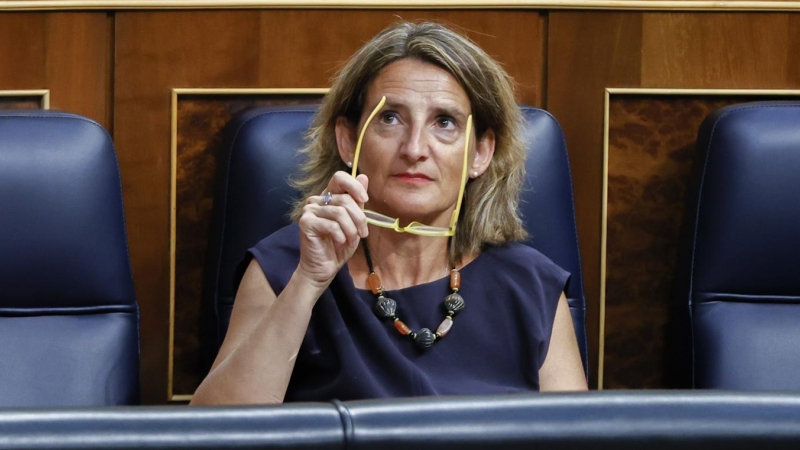 La vicepresidenta tercera y ministra de Transición Ecológica, Teresa Ribera durante la sesión extraordinaria en el Congreso de los Diputados, que ha aprobado las medidas de ahorro energético. EFE/ Mariscal