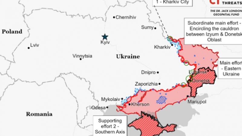 Situación de los diferentes frentes de la invasión rusa de Ucrania a 28 de agosto de 2022.